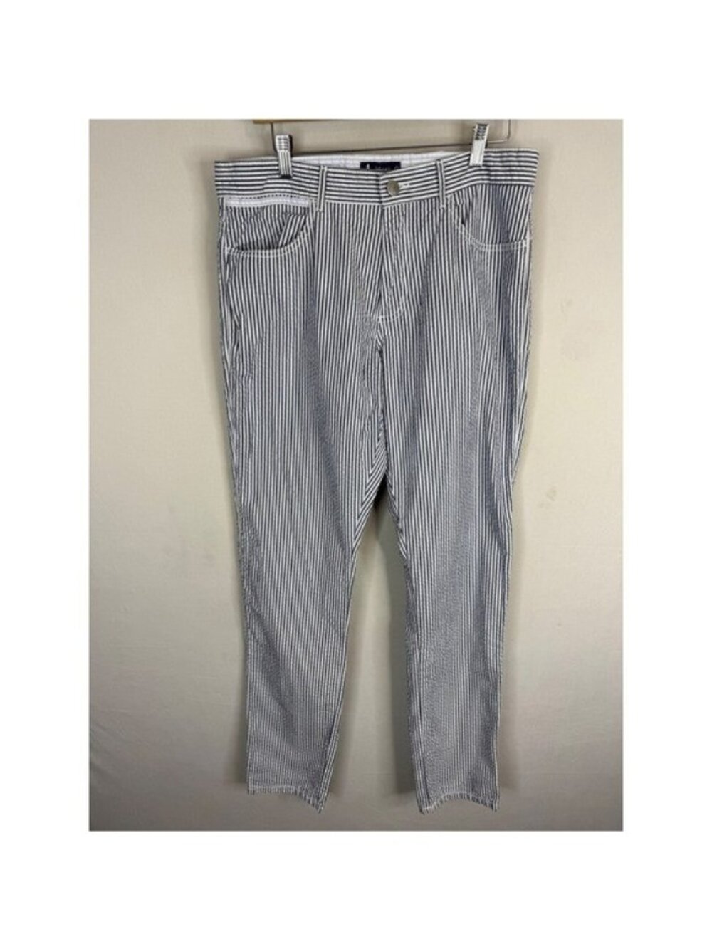 Johnnie-O Surfsuckers Mens 32x34 Seersucker Striped Pants Eclipse Blue JMPA1080